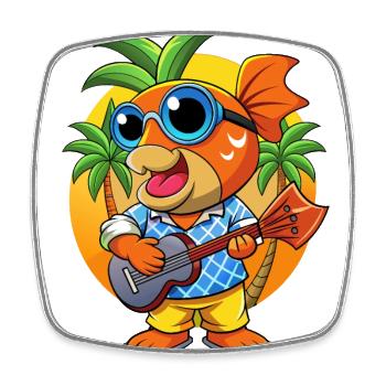 Drôle Poisson Dessin Animé Plage D’été Lunettes De Soleil Guitare - Magnet carré - blanc - Devant
