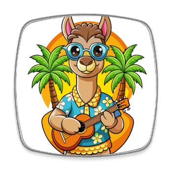 Funny Llama Summer Beach Sunglasses Hawaiian - Square fridge magnet - white - Front