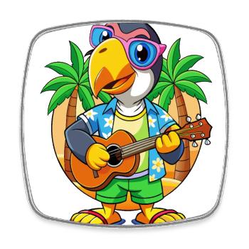 Funny Toucan Summer Beach Sunglasses Hawaiian - Square fridge magnet - white - Front