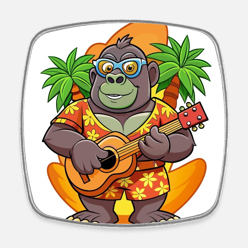 Lunettes de soleil de plage d’été Gorilla drôle hawaïenne - Magnet carré - blanc