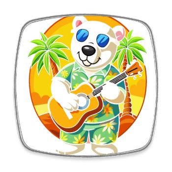 Funny Polar Bear Summer Beach Sunglasses Hawaiian - Square fridge magnet - white - Front