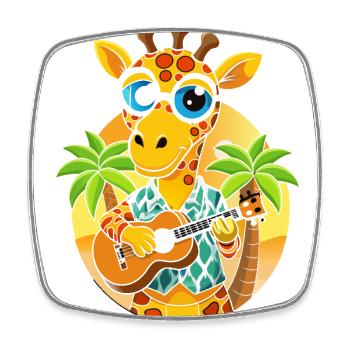 Funny Giraffe Summer Beach Sunglasses Hawaiian - Square fridge magnet - white - Front