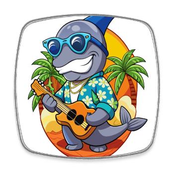 Funny Seal Summer Beach Sunglasses Hawaiian - Square fridge magnet - white - Front