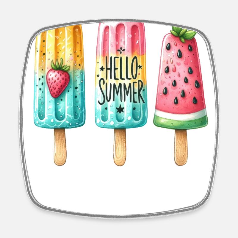Hello Summer. Fröhliches Eis am Stiel Design, Eis, - Viereckiger Kühlschrankmagnet - Weiß