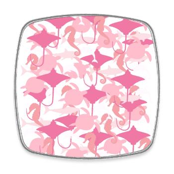 Ocean Camouflage – marine life in camouflage style - Square fridge magnet - white - Front