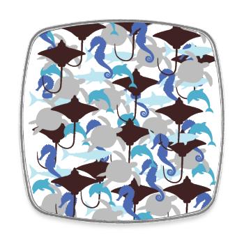 Ocean Camouflage – marine life in camouflage style - Square fridge magnet - white - Front