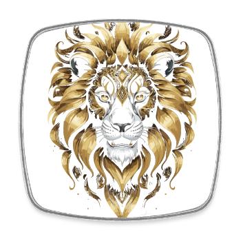 King - Lion Gold - Magnet carré - blanc - Devant