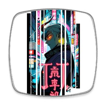 Ver.1 - Man Geometric Ninja Gaming Oni Symbol - Viereckiger Kühlschrankmagnet - Weiß - Vorne