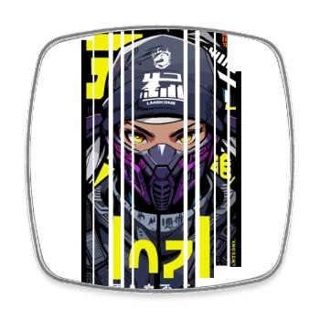 Man Geometric ninja gaming - Square fridge magnet - white - Front