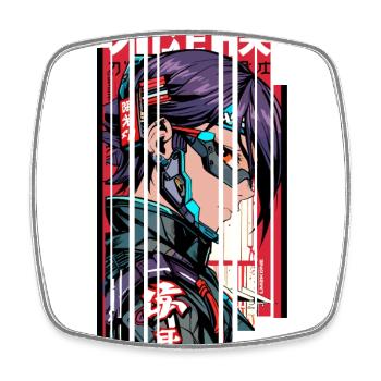 Man Ninja Geometric Kanji - Square fridge magnet - white - Front