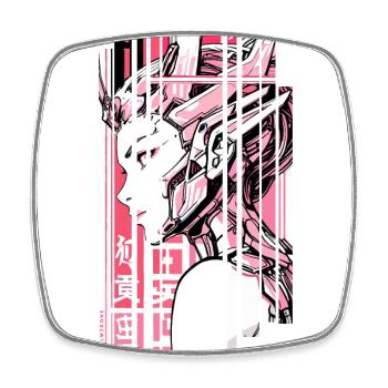 Frau cyberpunk rosa geometrisch japan - Viereckiger Kühlschrankmagnet - Weiß - Vorne