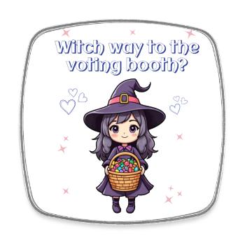 Witch way to the voting booth? - Square fridge magnet - white - Front