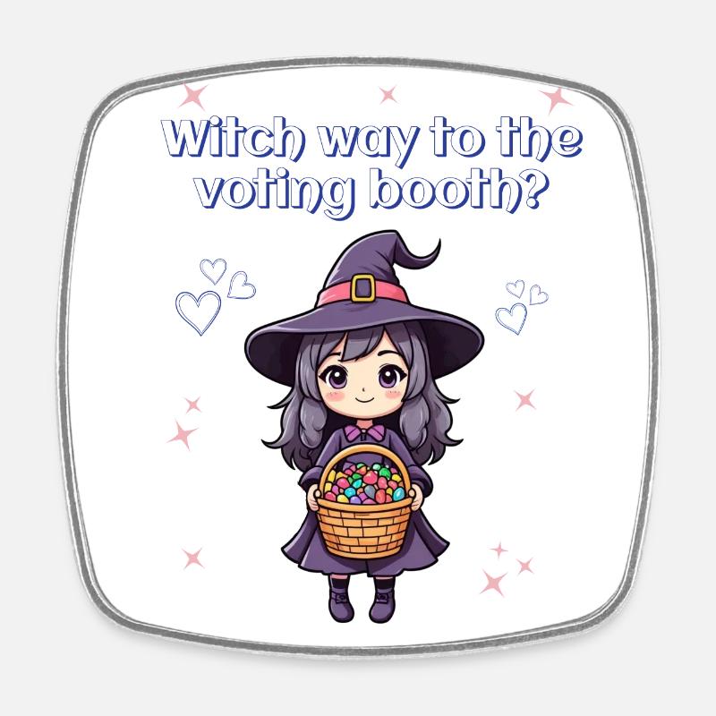 Witch way to the voting booth? - Square fridge magnet - white