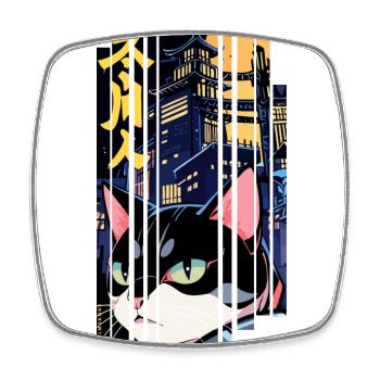 Halloween cat orange - Magnet carré - blanc - Devant