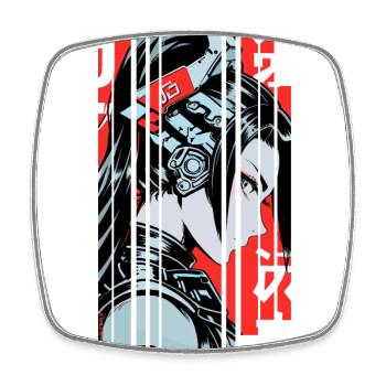 Frau Cyborg japan rot - Viereckiger Kühlschrankmagnet - Weiß - Vorne