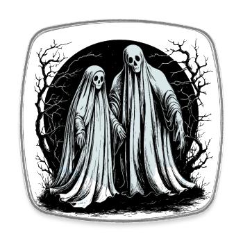 Scary ghost couple haunting - Square fridge magnet - white - Front
