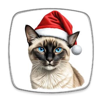 Siamesische Weihnachtskatze - Viereckiger Kühlschrankmagnet - Weiß - Vorne