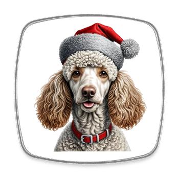Weihnachtspudel Hund - Viereckiger Kühlschrankmagnet - Weiß - Vorne