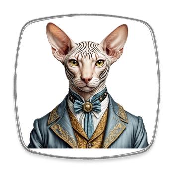 Elegante Sphynx - Viereckiger Kühlschrankmagnet - Weiß - Vorne