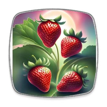 Vier leckere Erdbeeren - Viereckiger Kühlschrankmagnet - Weiß - Vorne