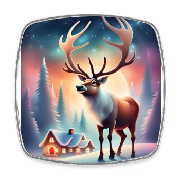 Santa Claus village reindeer - Square fridge magnet - white - Front