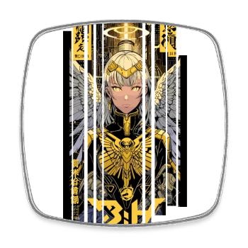 Ver.1 - Cyborg Engel oder Kanji - Viereckiger Kühlschrankmagnet - Weiß - Vorne