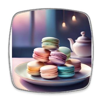 Ein Haufen französischer Macarons - Viereckiger Kühlschrankmagnet - Weiß - Vorne