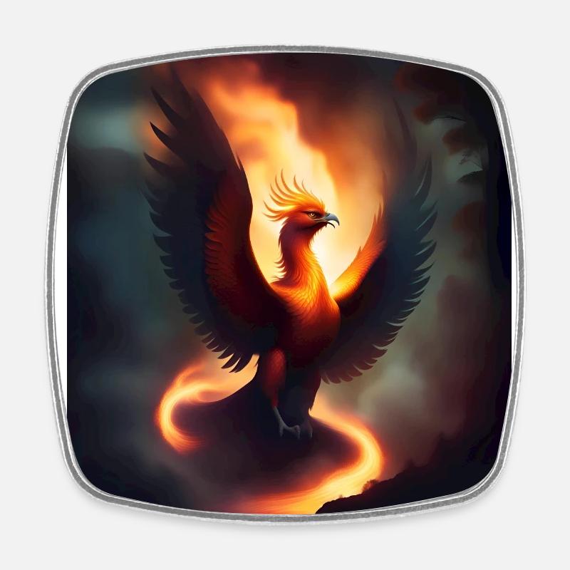 Phénix de feu épique - Magnet carré - blanc