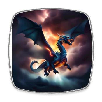Cool dragon flying over the clouds - Square fridge magnet - white - Front