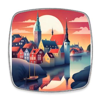 Die Stadt Dänemark - Viereckiger Kühlschrankmagnet - Weiß - Vorne