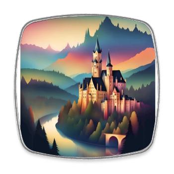 Un château en Roumanie - Magnet carré - blanc - Devant