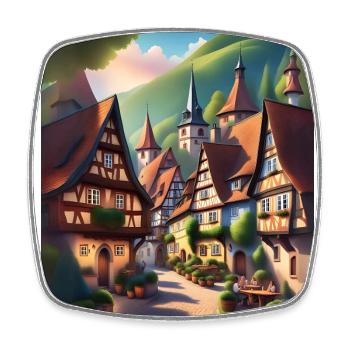 Altstadt in der Schweiz - Viereckiger Kühlschrankmagnet - Weiß - Vorne