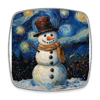 Bonhomme de neige - Magnet carré - blanc - Devant
