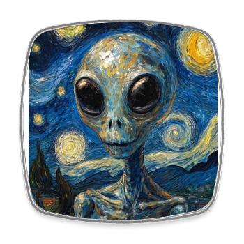 Alien - Viereckiger Kühlschrankmagnet - Weiß - Vorne