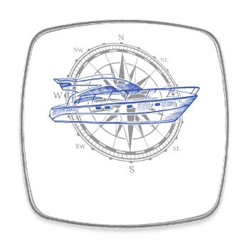 5 Capitaine Sailor Windrose - Magnet carré - blanc - Devant