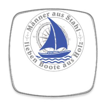 5 Männer aus Stahl lieben Boote aus Holz - Viereckiger Kühlschrankmagnet - Weiß - Vorne