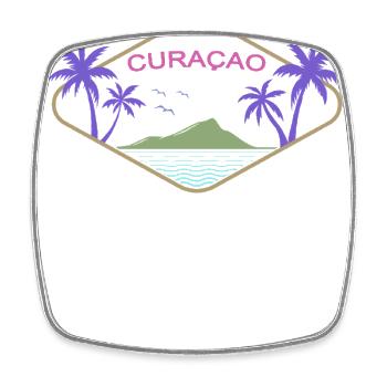 Curaçao, île des palmiers, plage des Caraïbes, mer - Magnet carré - blanc - Devant