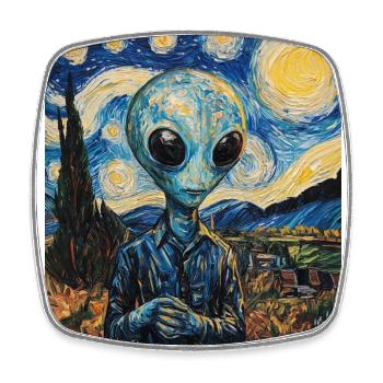 Alien starry night van gogh style - Viereckiger Kühlschrankmagnet - Weiß - Vorne