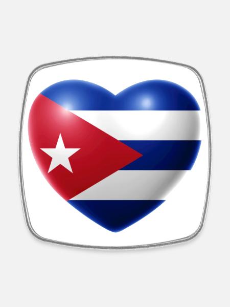 Herz (Kuba / Cuba) - Viereckiger Kühlschrankmagnet - Weiß