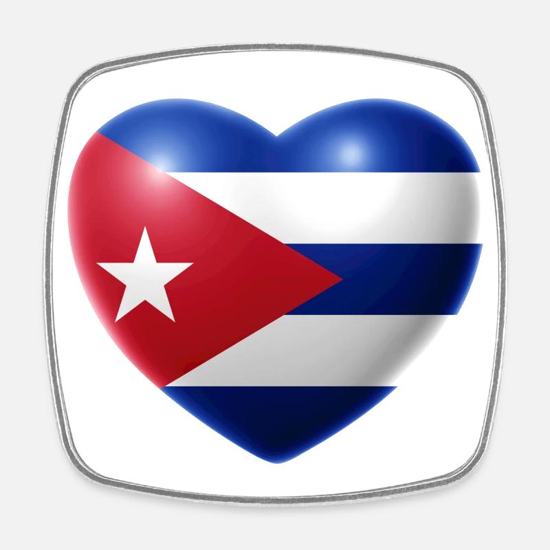 Herz (Kuba / Cuba) - Viereckiger Kühlschrankmagnet - Weiß