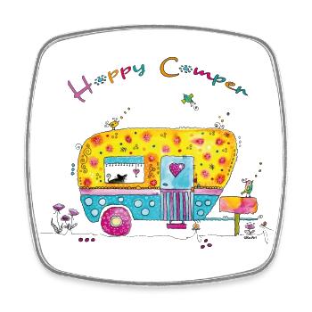 Caravan Happy Camper - Square fridge magnet - white - Front