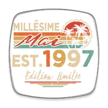 Millésime Né(e) Mai 1997 Cadeau Anniversaire - Magnet carré - blanc - Devant