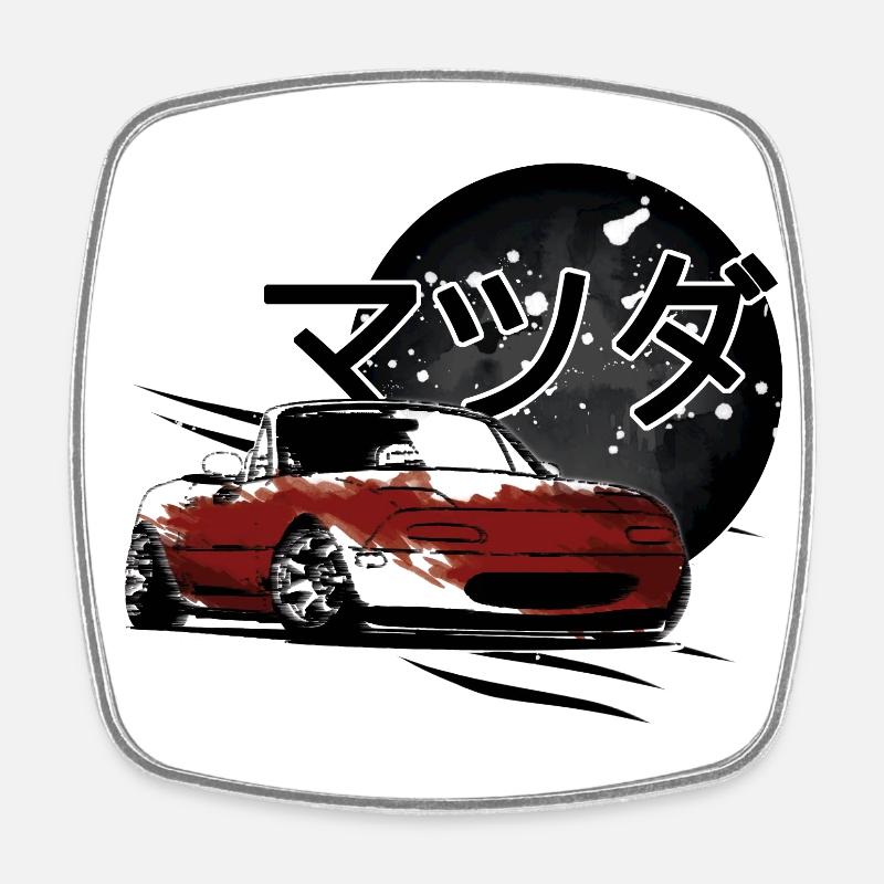 Japanese car Miata Mx5 red - Square fridge magnet - white