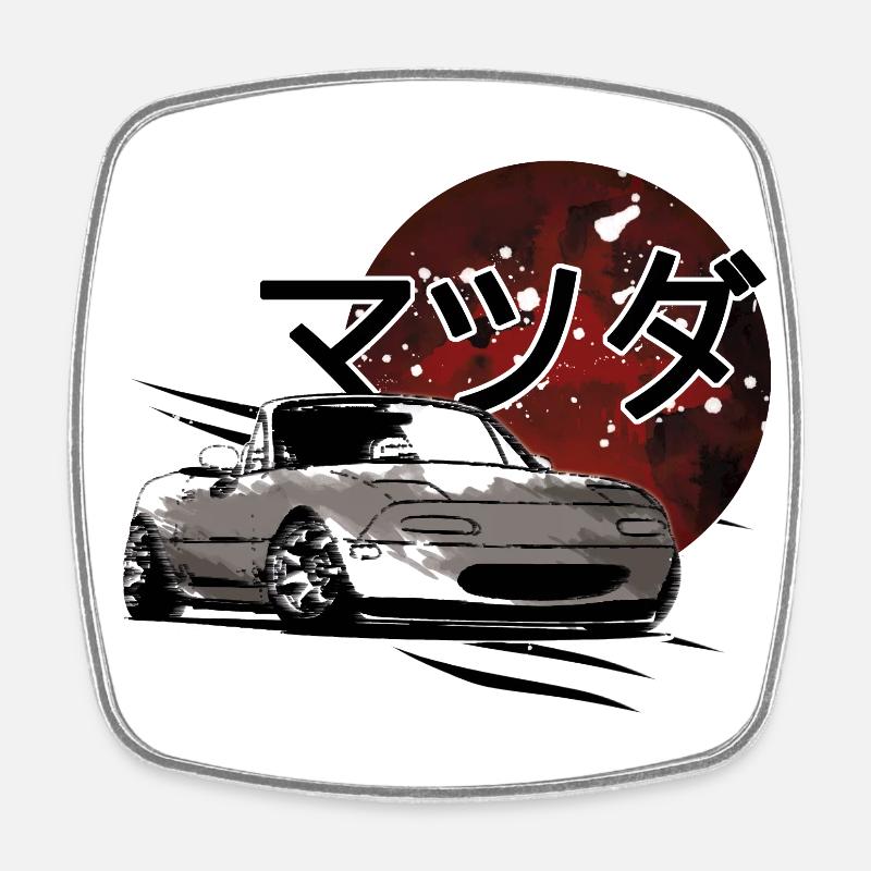 Car Mx5 Miata Japanese writing - Square fridge magnet - white