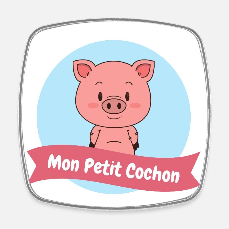 Mon Petit Cochon Mignon - Magnet carré - blanc