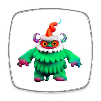 Christmas Monster Xma's Monster - Square fridge magnet - white - Front