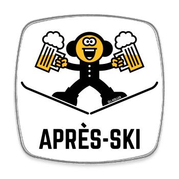 Après-Ski (Bier / Karikatur / 3C) - Viereckiger Kühlschrankmagnet - Weiß - Vorne