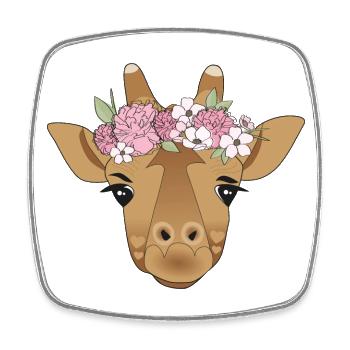 Giraffe flower wreath - Square fridge magnet - white - Front