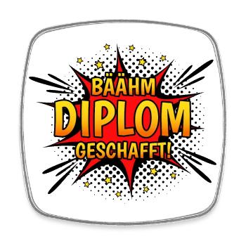 Bäähm Diplom Geschafft - Viereckiger Kühlschrankmagnet - Weiß - Vorne