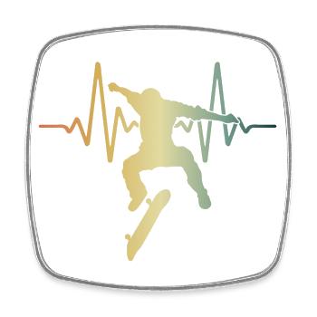 Herzschlag Skater Skateboard EKG Puls - Viereckiger Kühlschrankmagnet - Weiß - Vorne